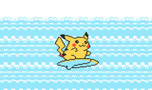 Load image into Gallery viewer, Pixel Surfing Pikachu | Pokémon TCG Playmat | Pokemon Office Keyboard Mat
