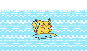 Pixel Surfing Pikachu | Pokémon TCG Playmat | Pokemon Office Keyboard Mat