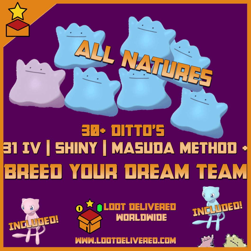 Ditto Package (25x, All Natures, Breeding Items, 6IV, Shiny
